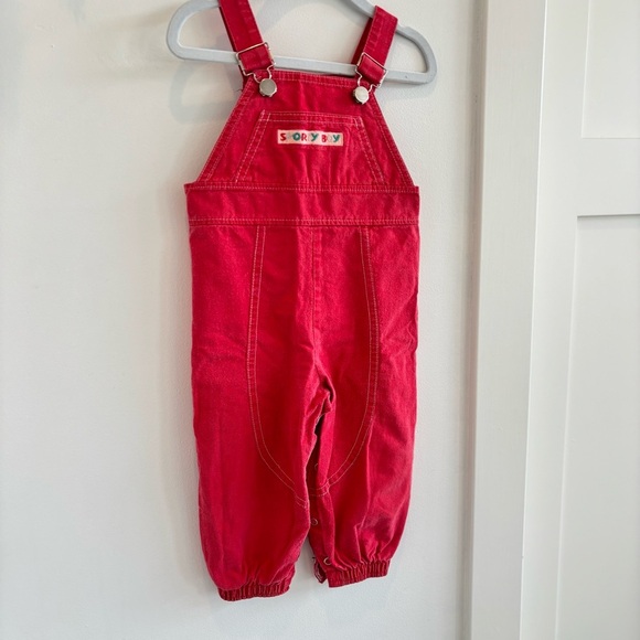 Buster Brown Vintage "Sporty Boy" Red Bib Overalls Size 18 month Made in U.S.A - Picture 5 of 11